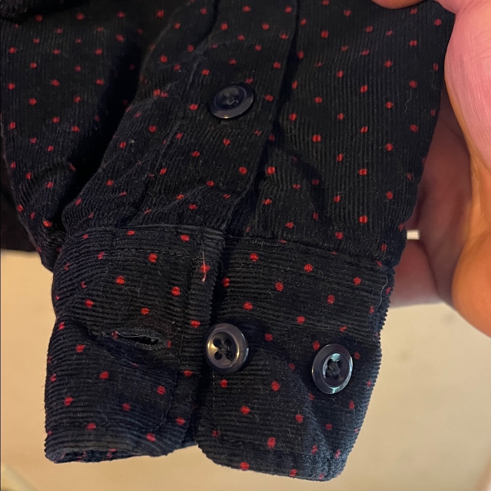 SUPREME QUILTED CORDUROY POLKA DOT SHIRT NAVY RED DOTS FW13 SIZE LARGE - Picture 9 of 12